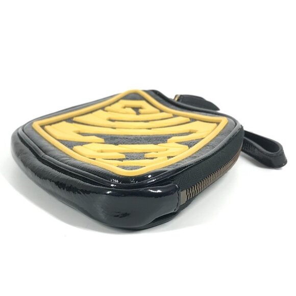 GUCCI 524316 Game List Logo Pouch with strap Clutch bag Black/yellow - Picture 4 of 13